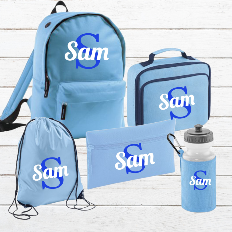 Back to School Personalised Bag Set -Light Blue