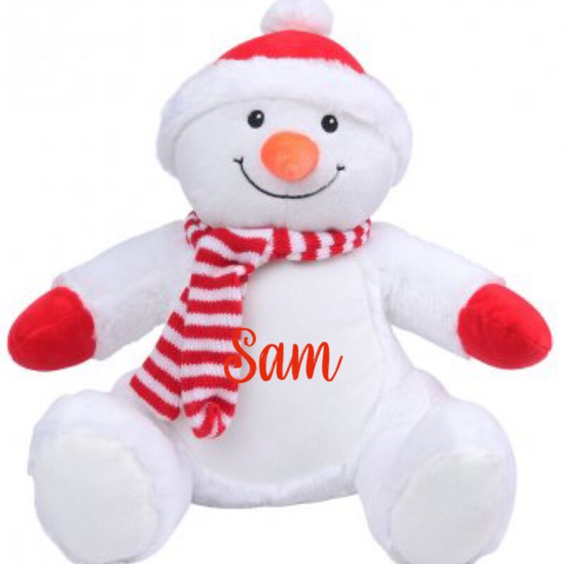Personalised Snowman Soft Toy Pajama Case