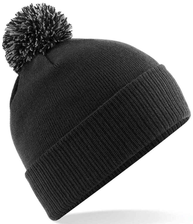 Embroidered Beanie Bobble Hat